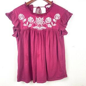 Knox Rose Womans Top Sz XL Embroidered Cottage Whimsigoth Fairy Boho Feminine